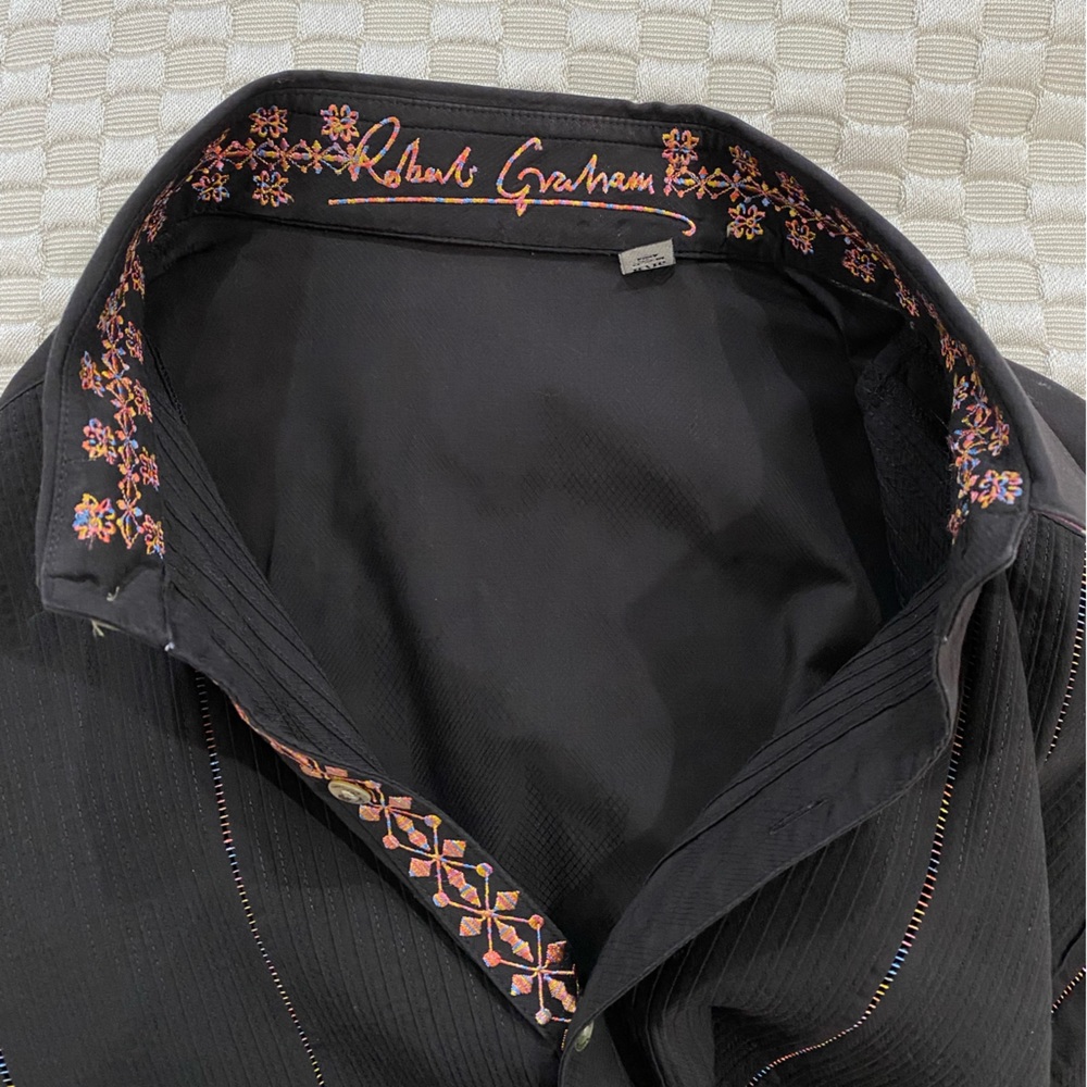 Multi-Colored Black Button Down By Robert Graham - image 1